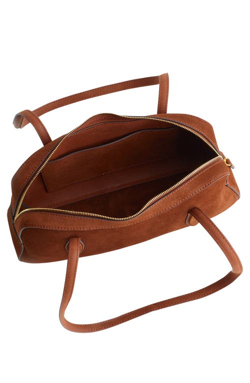 Madewell The Top Zip Suede Shoulder Bag In Brown