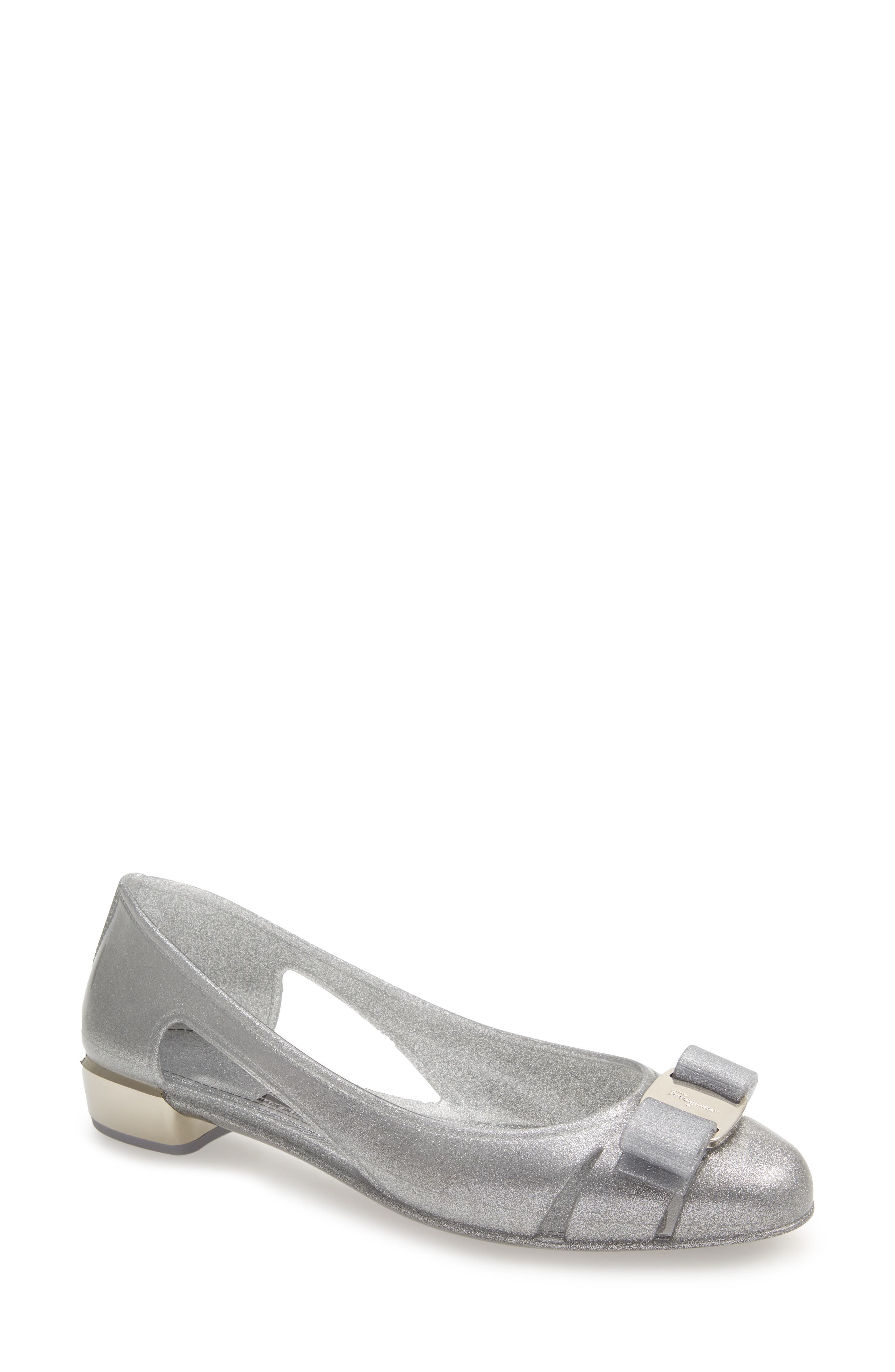 Salvatore Ferragamo Jelly Cutout Ballerina Flat, Main, color, SILVER