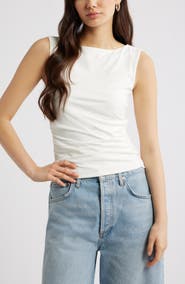 Open Edit Boat Neck Sleeveless Top