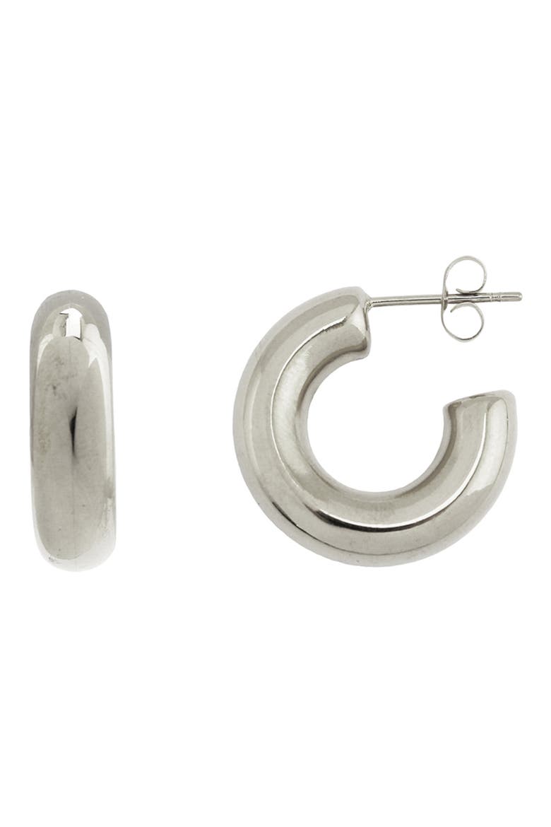 Gender Inclusive Levi Tube Hoop Earrings, Main, color, SILVER