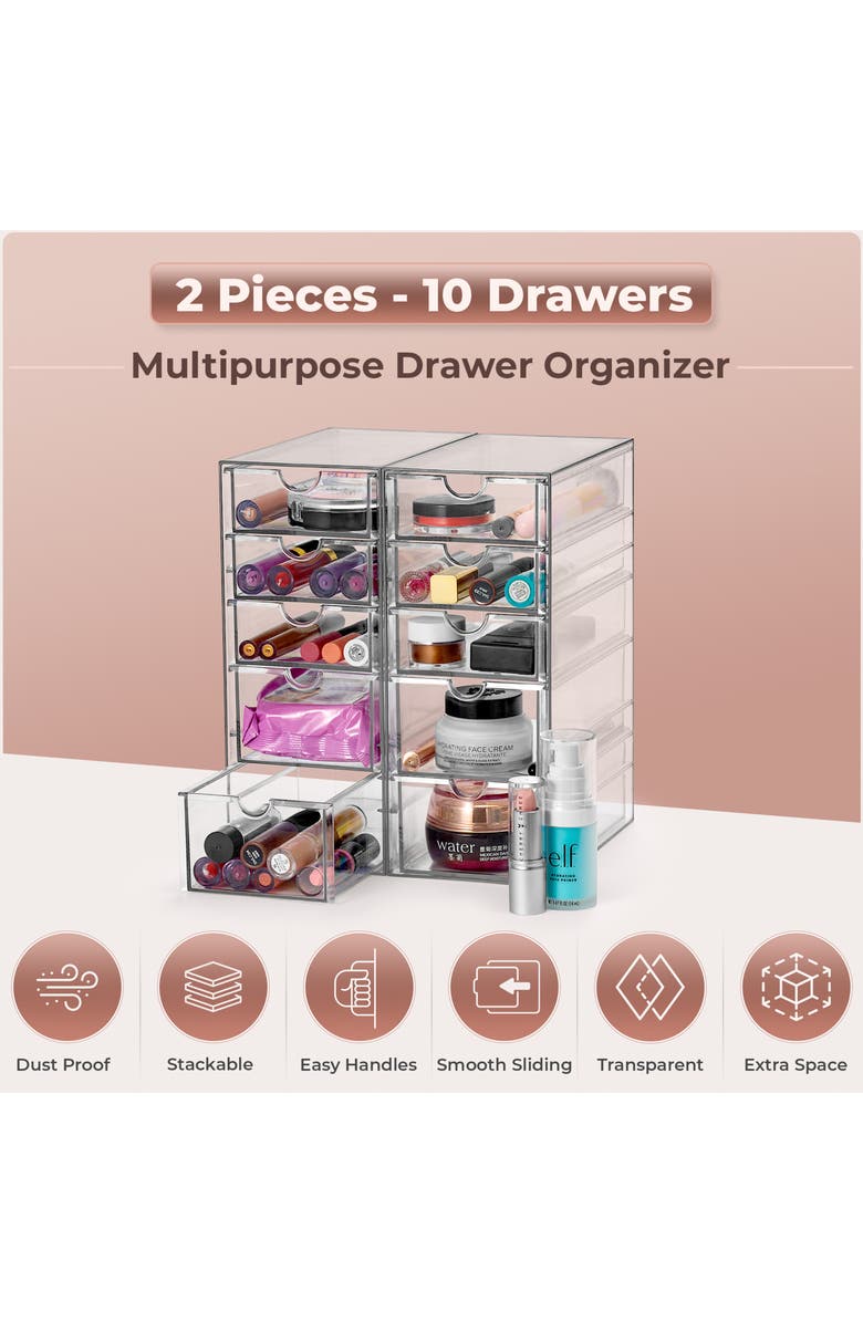 SORBUS Set of 2 Clear Acrylic Organizers, Alternate, color, Clear