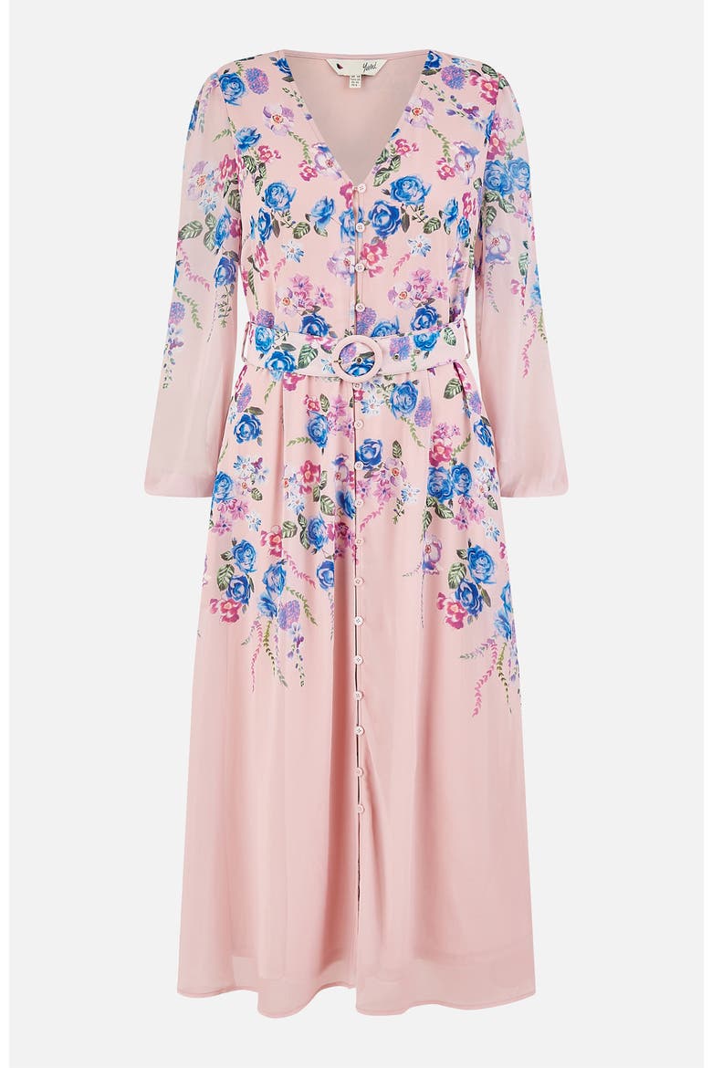 Belted Floral Midi Dress, Alternate, color, Pink