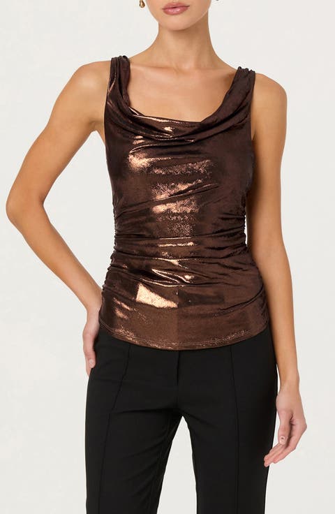 Leanne Metallic Cowl Neck Tank