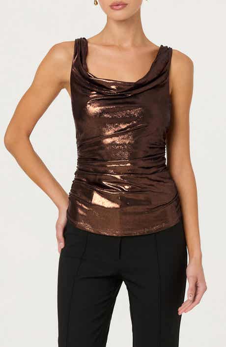 ASTR the Label Leanne Metallic Cowl Neck Tank