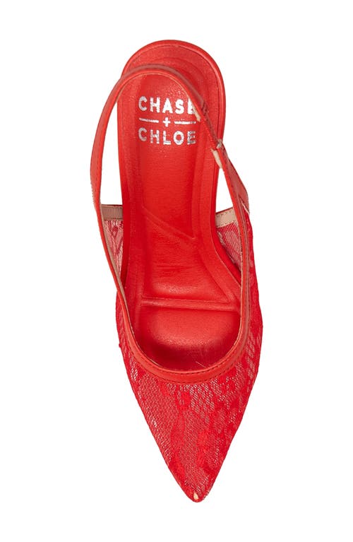Chase & Chloe Chase And Chloe Bethany Floral Lace Slingback Pump In Red