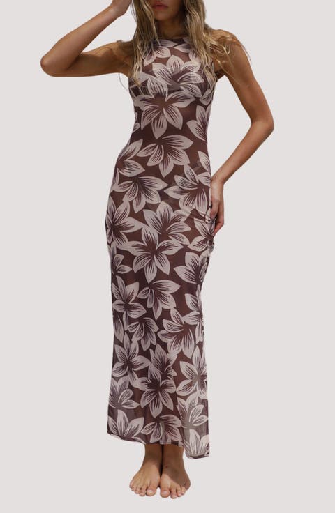 Konda Sheer Mesh Cover-Up Maxi Dress