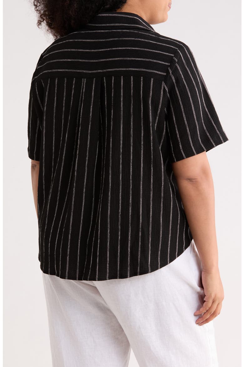 Twist Front Textured Stripe Knit Shirt, Alternate, color, BLACK- IVORY RITA STRIPE