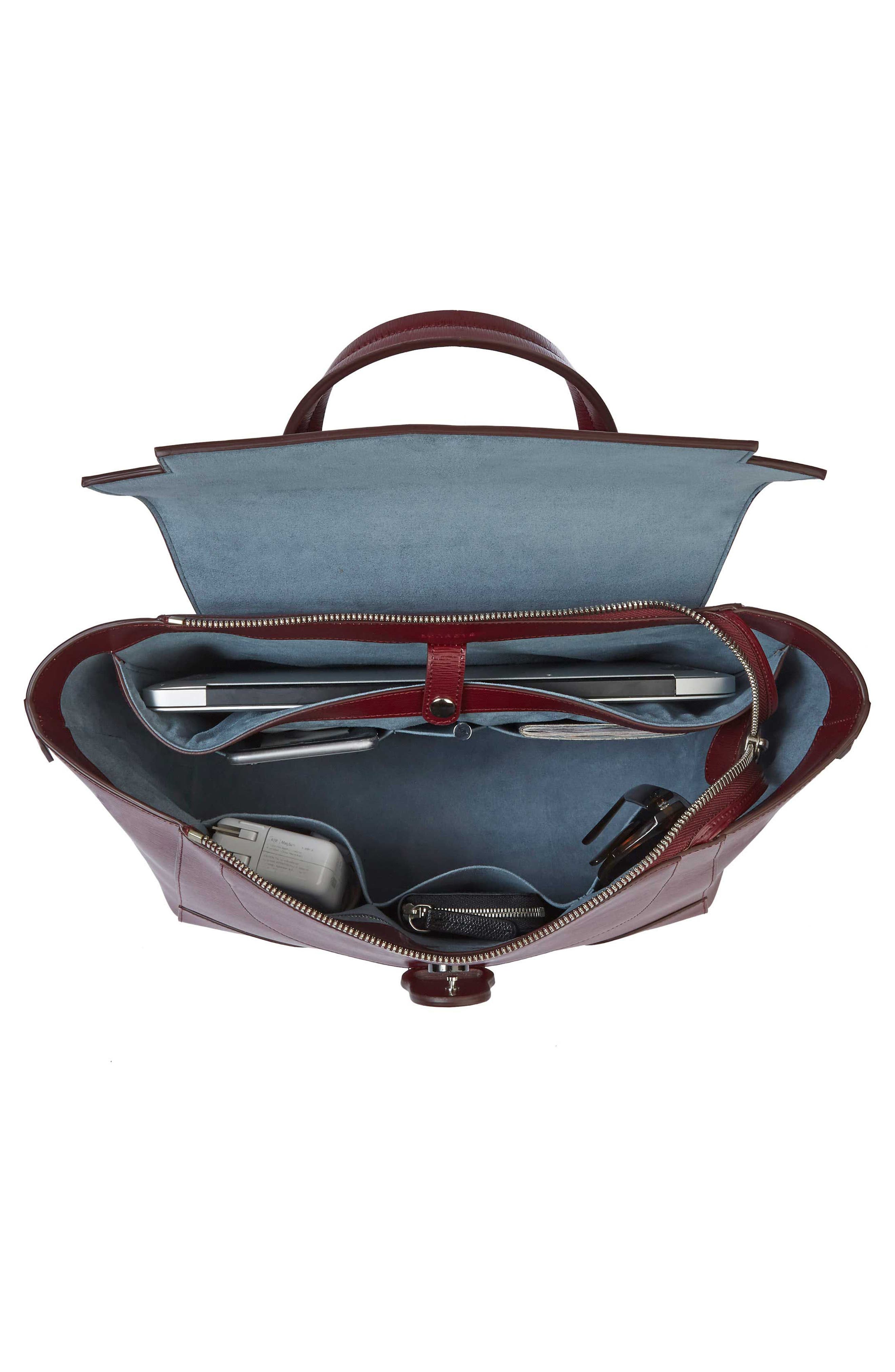 Maestra Textured Leather Satchel, Alternate, color, BORDEAUX