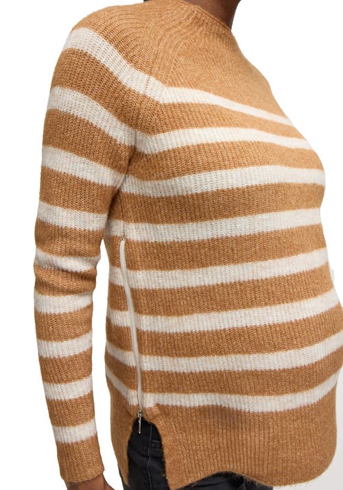Ingrid & Isabel Raglan Maternity Mock Neck Sweater In Brown