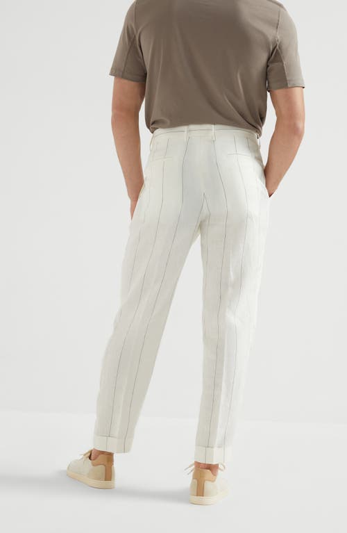 Brunello Cucinelli Tailored White Trousers With Concealed Fastening In Neutral