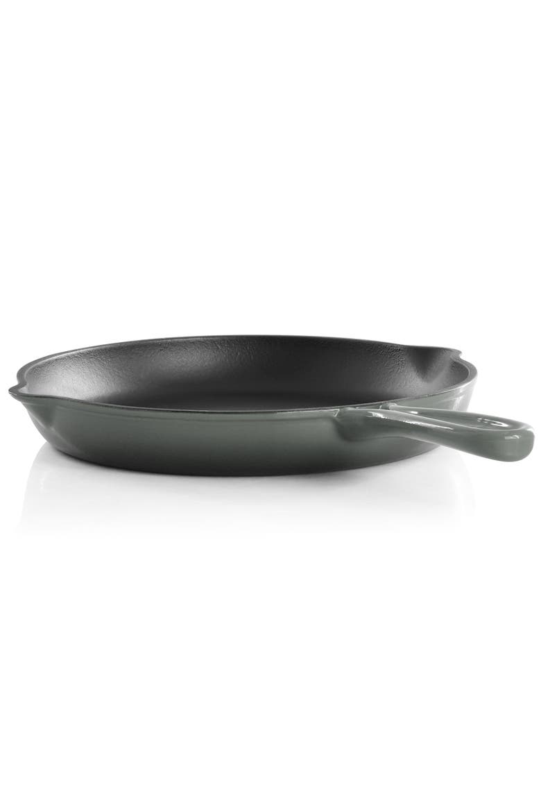 Round 10.25 Inch Enameled Cast Iron Skillet, Alternate, color, Gray