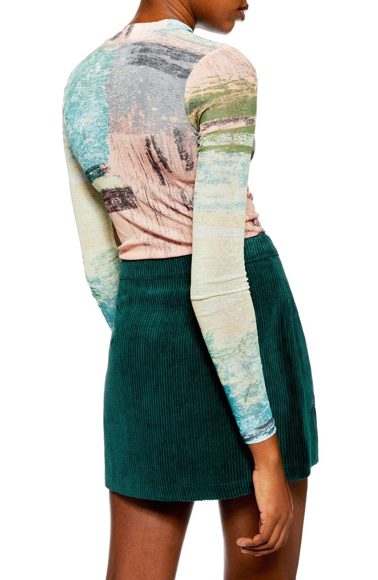 Topshop Abstract Print Mock Neck Top, Alternate, color,