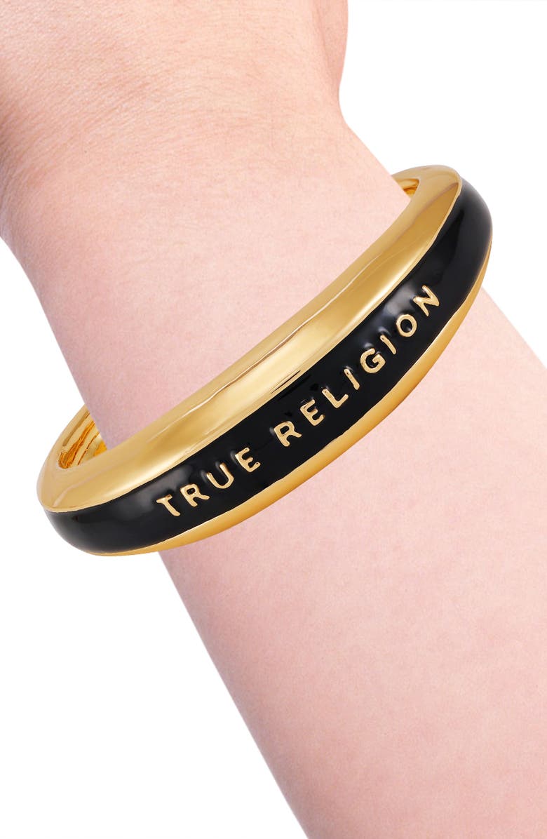 True Religion Logo Cuff Bracelet, Alternate, color, Gold Tone