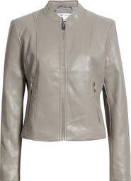 Via Spiga Front Zip Faux Leather Jacket