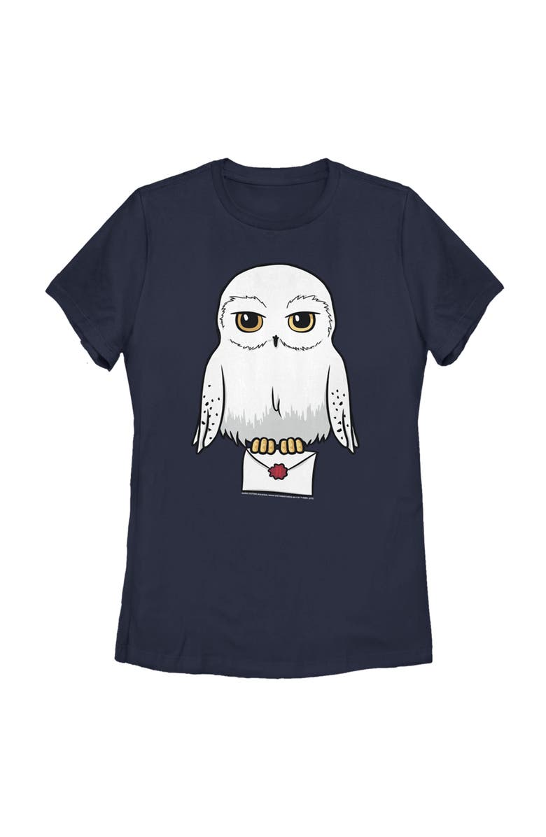HARRY POTTER Women's Harry Potter Cartoon Hedwig Letter  Graphic T-Shirt, Main, color, Navy Blue