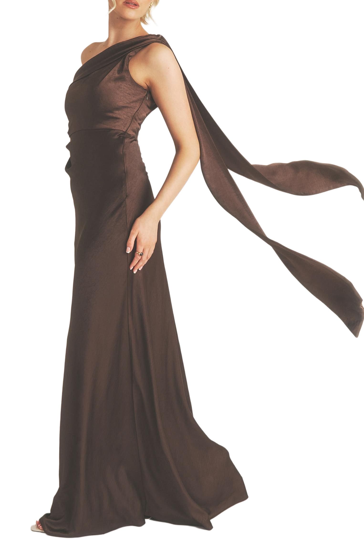 One Shoulder Drape Bridesmaid Dress