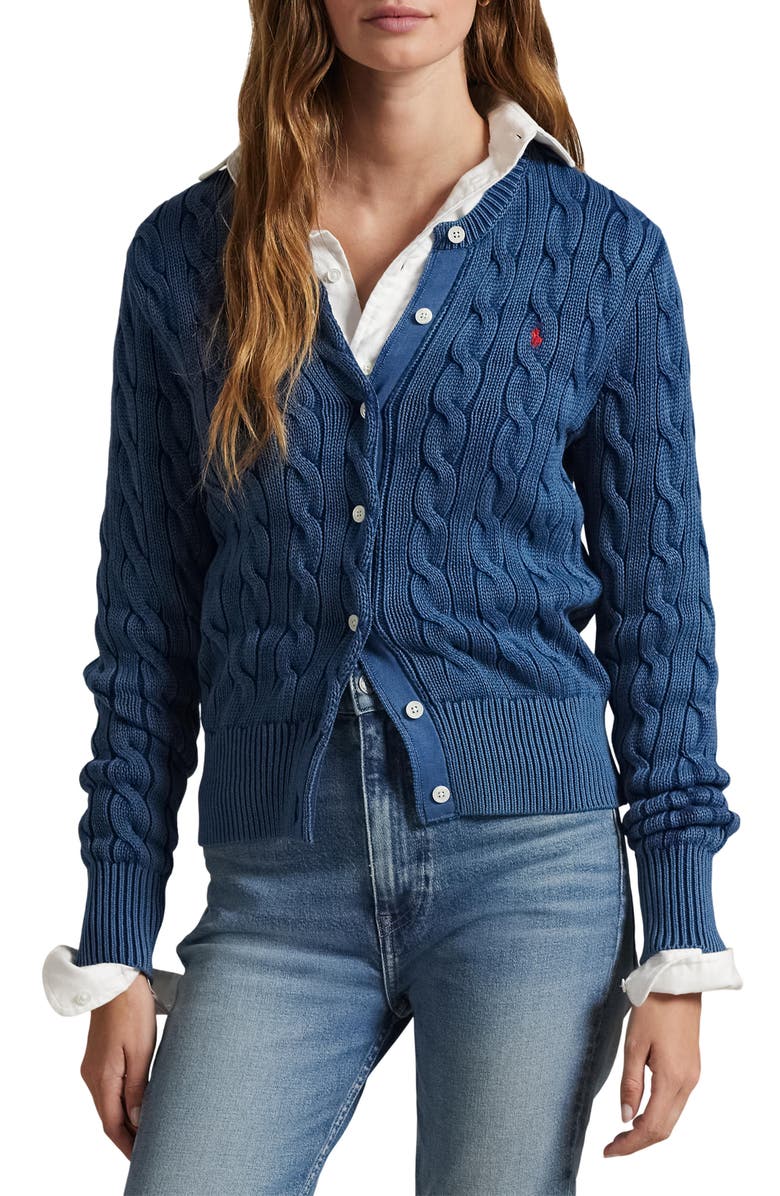 Polo Ralph Lauren Cable Stitch Cotton Cardigan, Main, color,