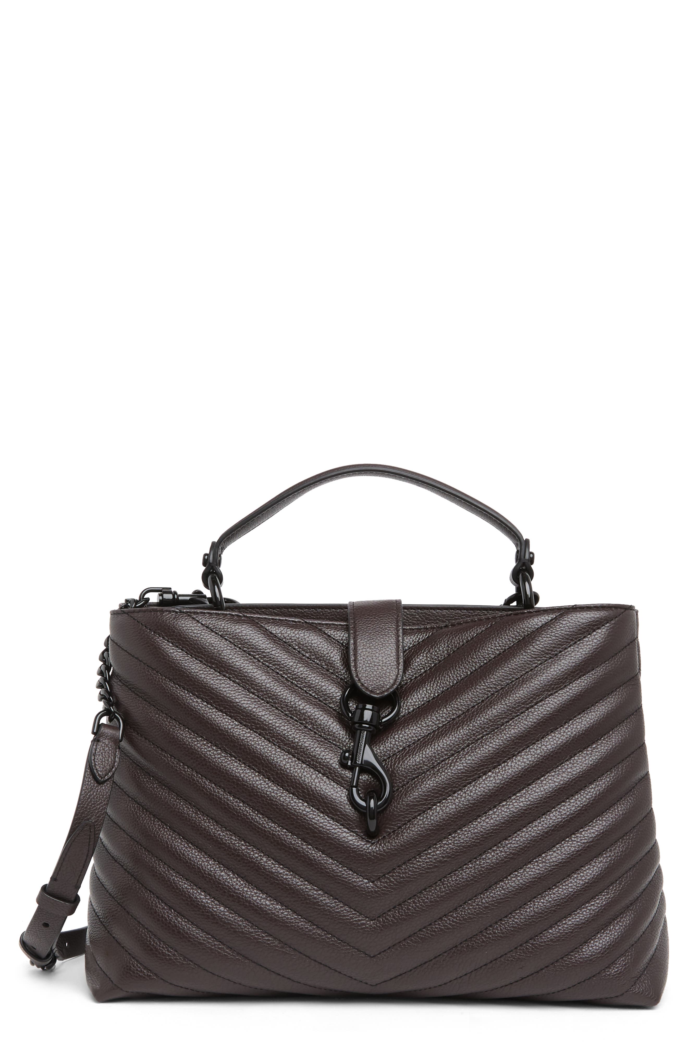 Rebecca Minkoff Edie Large Top Handle Leather Satchel, Main, color, 