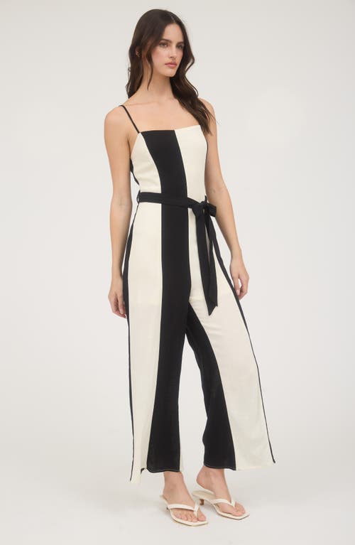 Blu Pepper Colorblock Wide Leg Jumpsuit In Neutral
