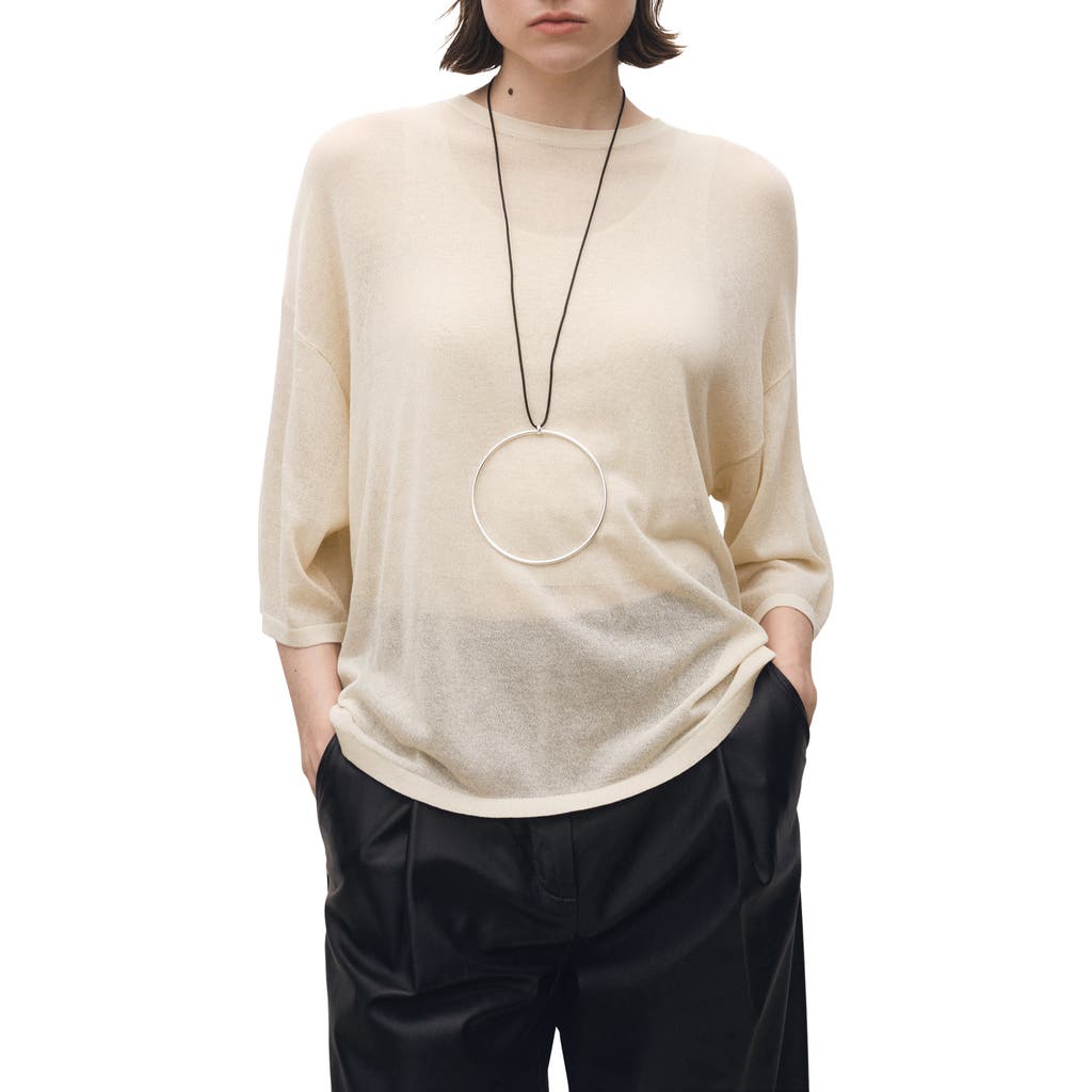 MANGO MANGO SEMISHEER THREE-QUARTER SLEEVE OVERSIZE SWEATER