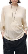 MANGO Semisheer Three-Quarter Sleeve Oversize Sweater