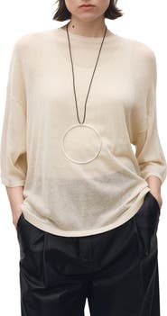 MANGO Semisheer Three-Quarter Sleeve Oversize Sweater