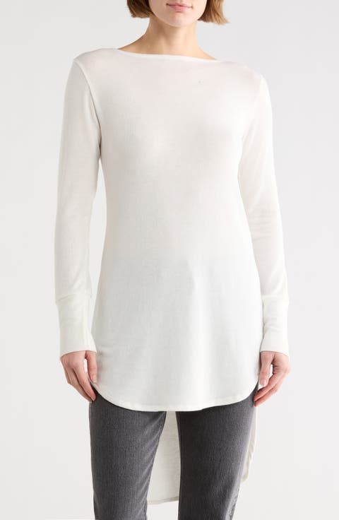 Boat Neck High Low Sweater
