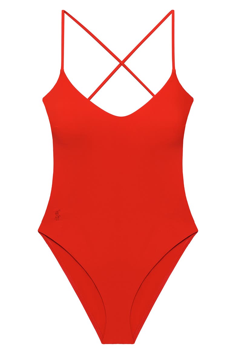 Kennedy Cross Back One-Piece Swimsuit, Alternate, color, BRIGHT POPPY