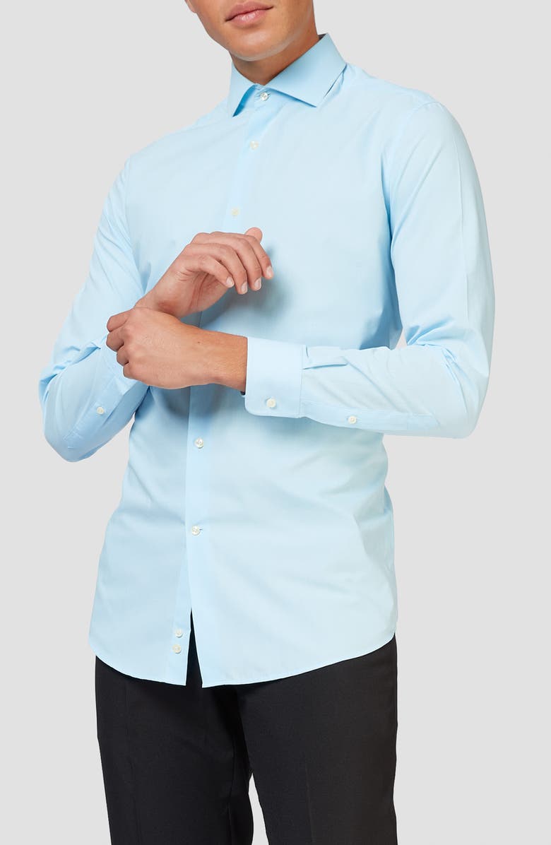 OppoSuits Cool Blue Modern Tailored Fit Wrinkle Resistant Button-Up Shirt, Alternate, color, Blue