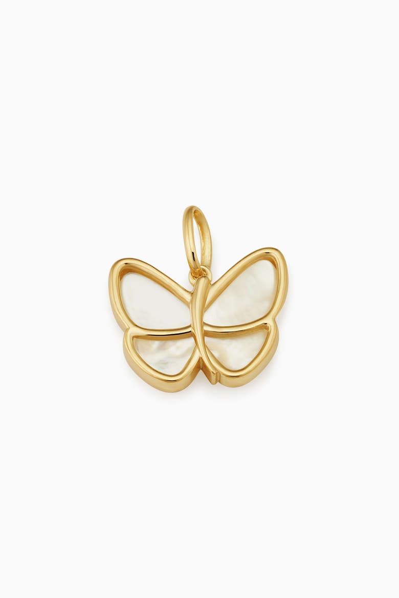 14K Gold Flutter By Pendant Charm, Main, color, Yellow Gold, Mother of Pearl