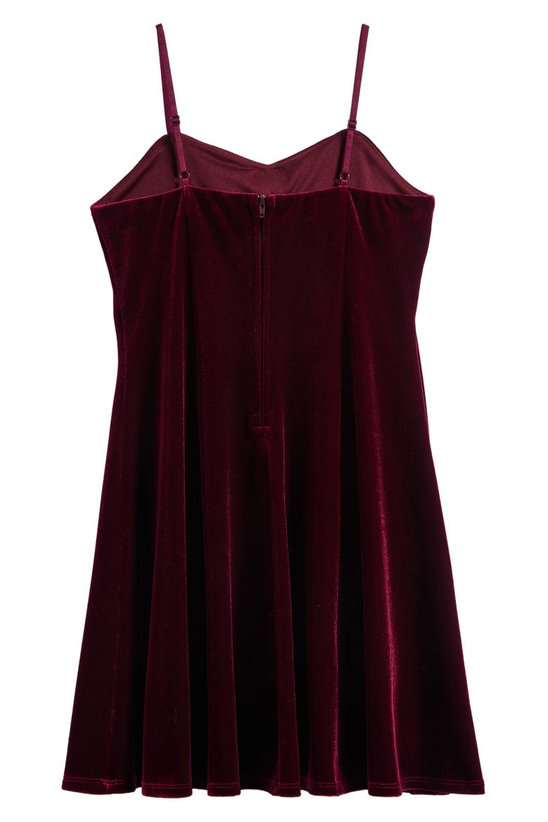 Kids' Crystal Bow Velvet Party Dress, Alternate, color, BURGUNDY