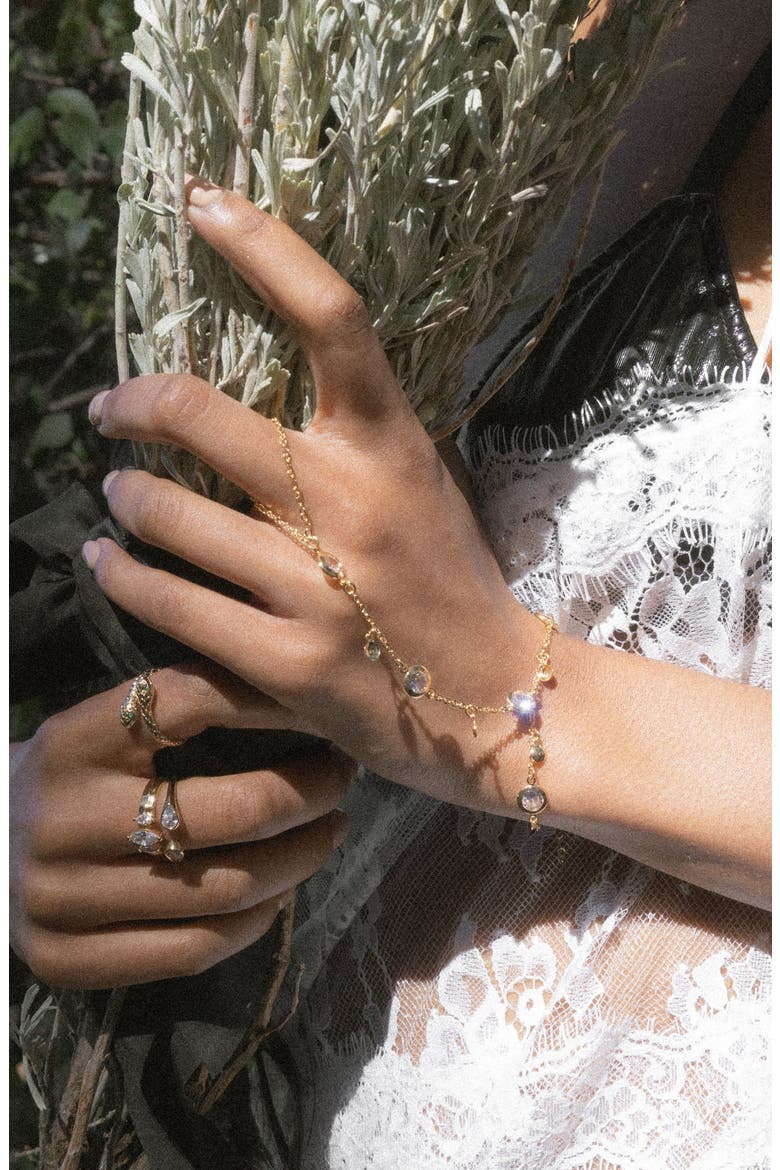Astraea Station & Charm Hand Chain Bracelet, Alternate, color, GOLD