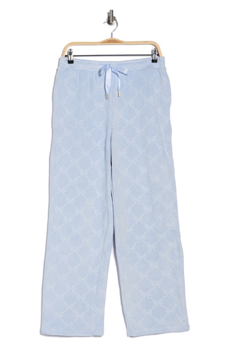JACLYN Embossed Bow Velour Pants, Main, color, Pretty Bow Trel