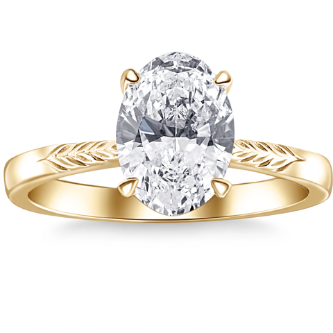 Certified 3Ct Oval Diamond Solitaire Engagement Ring 14k Gold Lab Grown