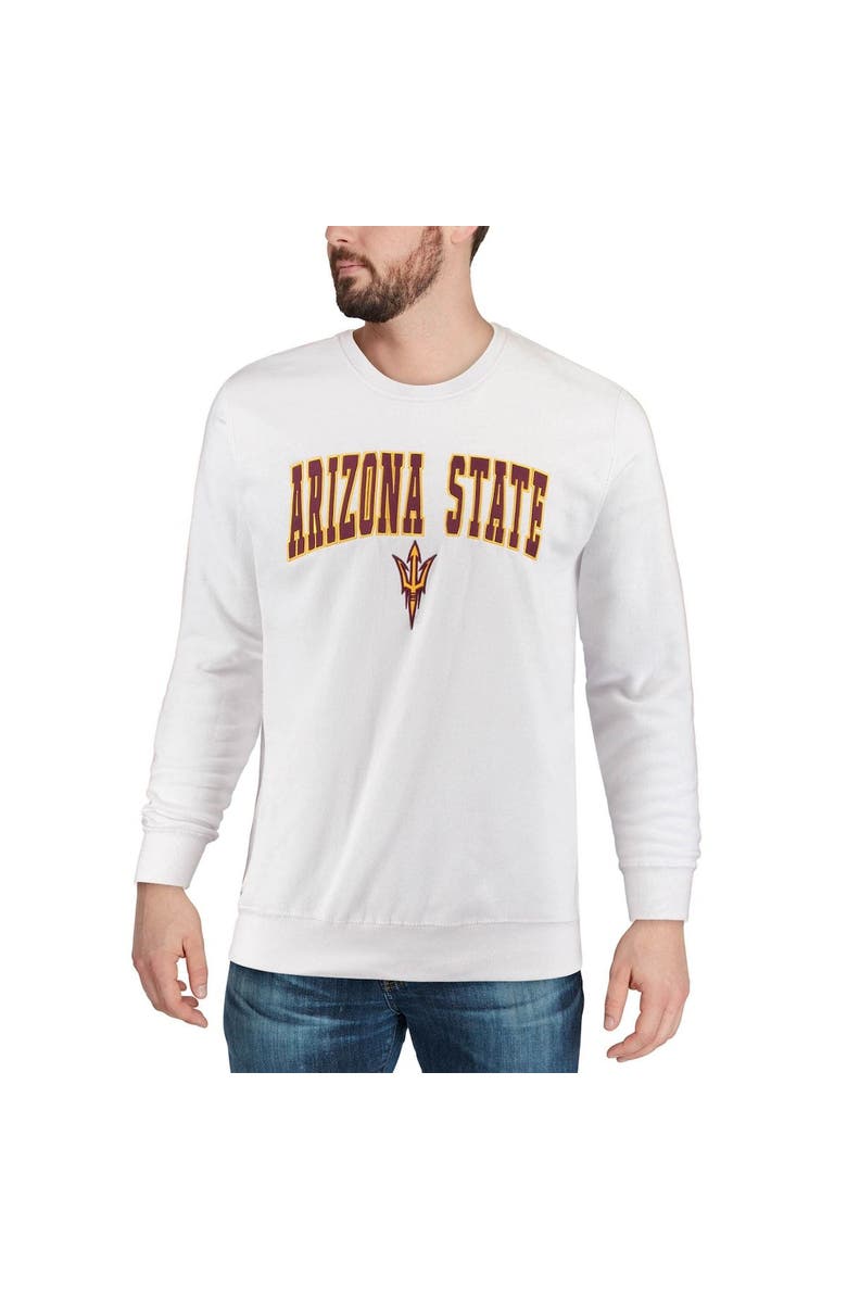COLOSSEUM Men's Colosseum White Arizona State Sun Devils Arch & Logo Crew Neck Sweatshirt, Alternate, color, White