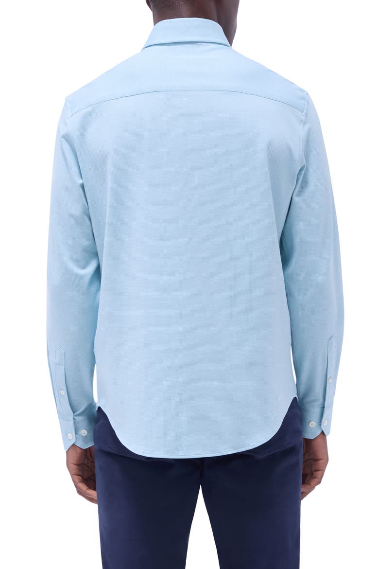 Devon Micro Houndstooth OoohCotton® Button-Up Shirt, Alternate, color, TURQUOISE