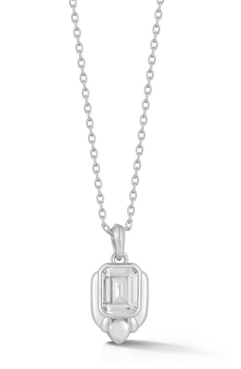 Emerald Cut Cubic Zirconia Pendant Necklace