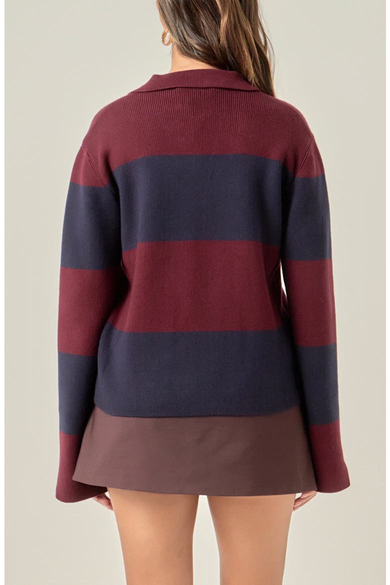 Stripe Polo Sweater, Alternate, color, BURGUNDY/ BLUE