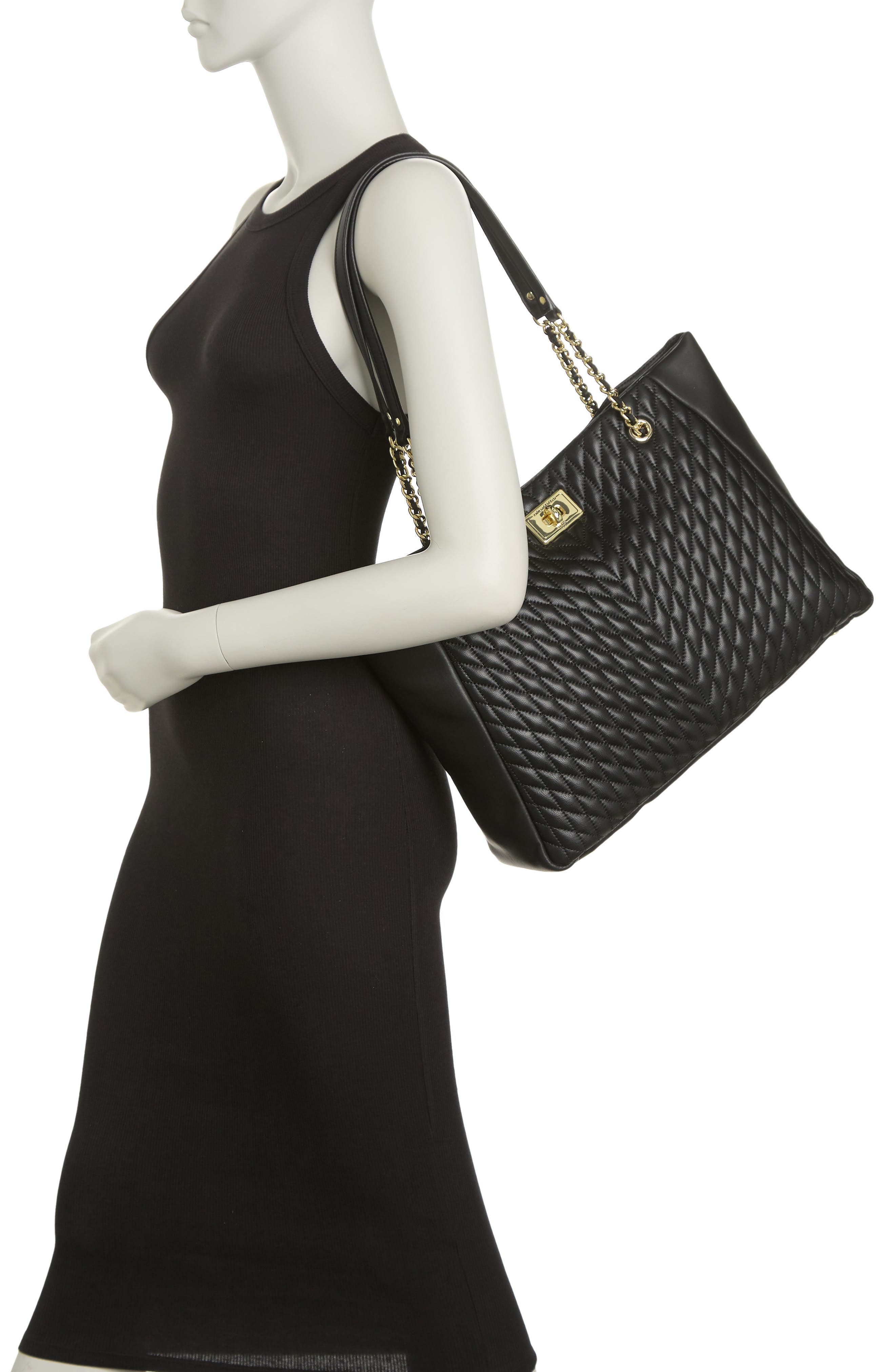 KARL LAGERFELD PARIS Agyness Quilted Leather Tote Bag, Alternate, color, 