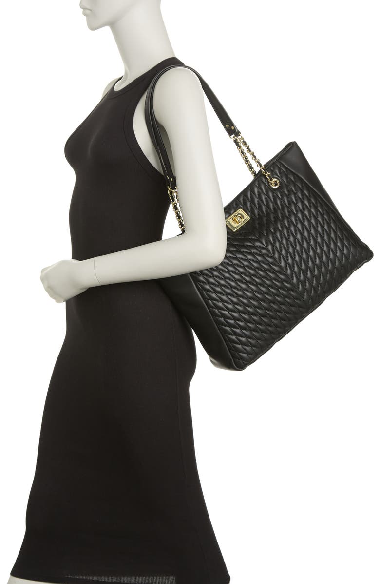 KARL LAGERFELD PARIS Agyness Quilted Leather Tote Bag, Alternate, color,