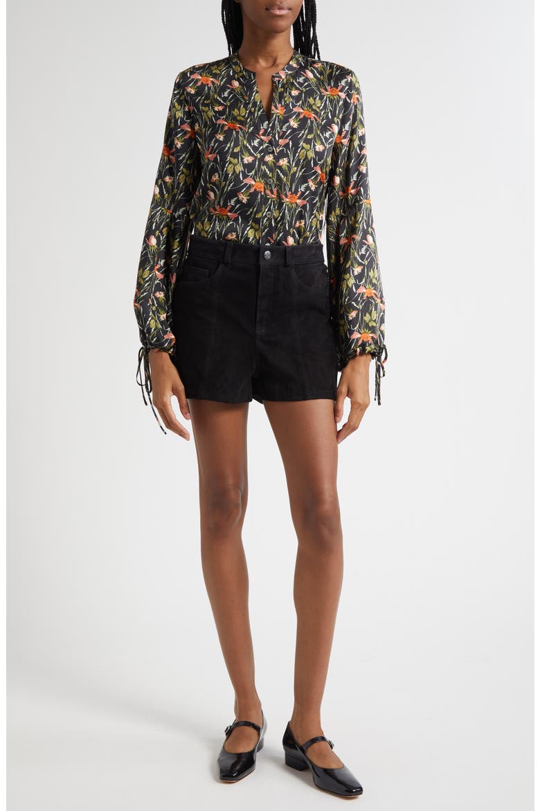 Windswept Meadow Rosella Button-Up Shirt, Alternate, color, BLACK/MULTI