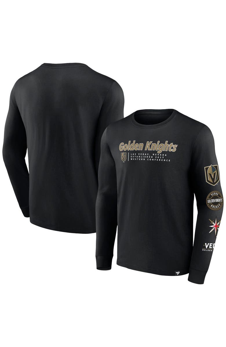FANATICS Men's Fanatics Branded Black Vegas Golden Knights Strike the Goal Long Sleeve T-Shirt, Main, color, Black