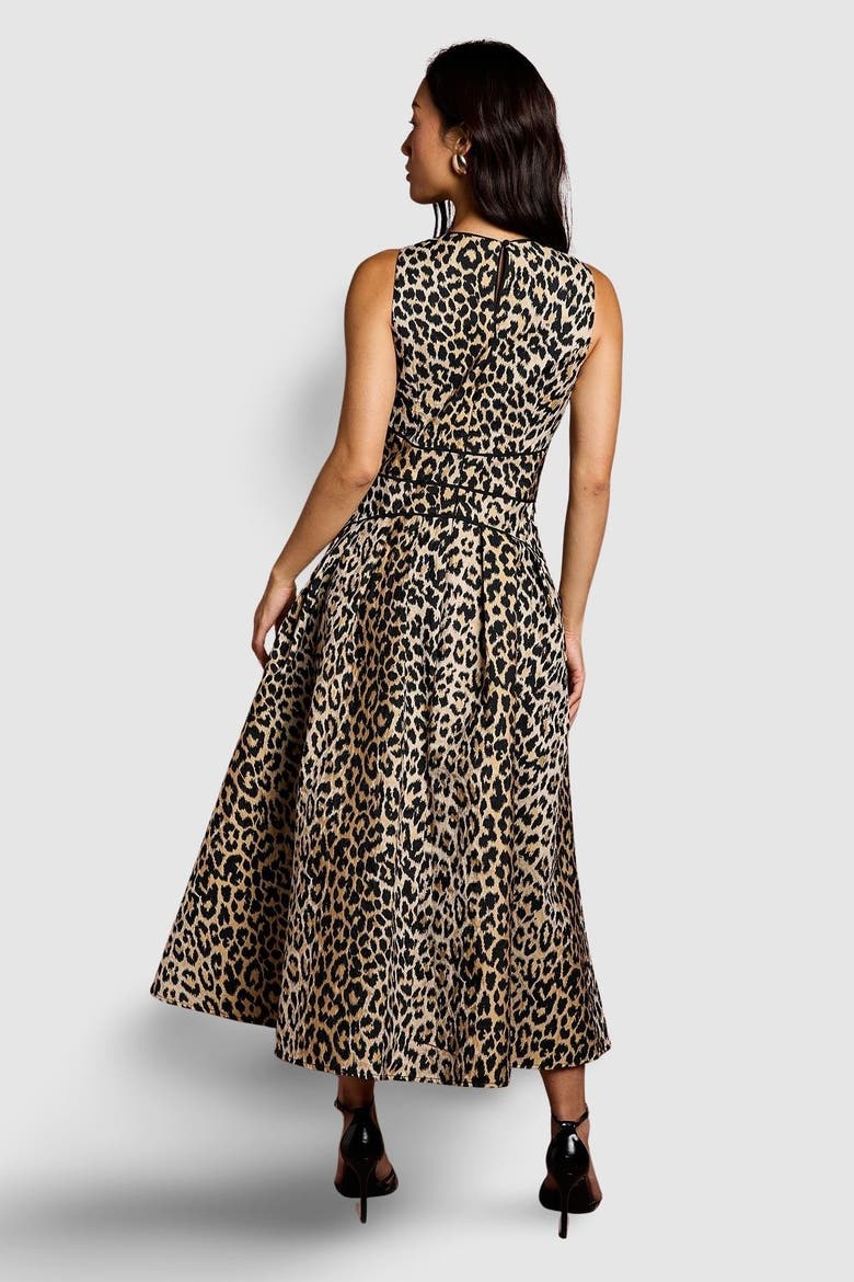 V-Neck Animal Jacquard Midi Dress, Alternate, color, Animal