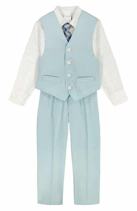 VAN HEUSEN Kids' Poplin Button-Up Shirt, Heather Vest, Pants & Tie Set