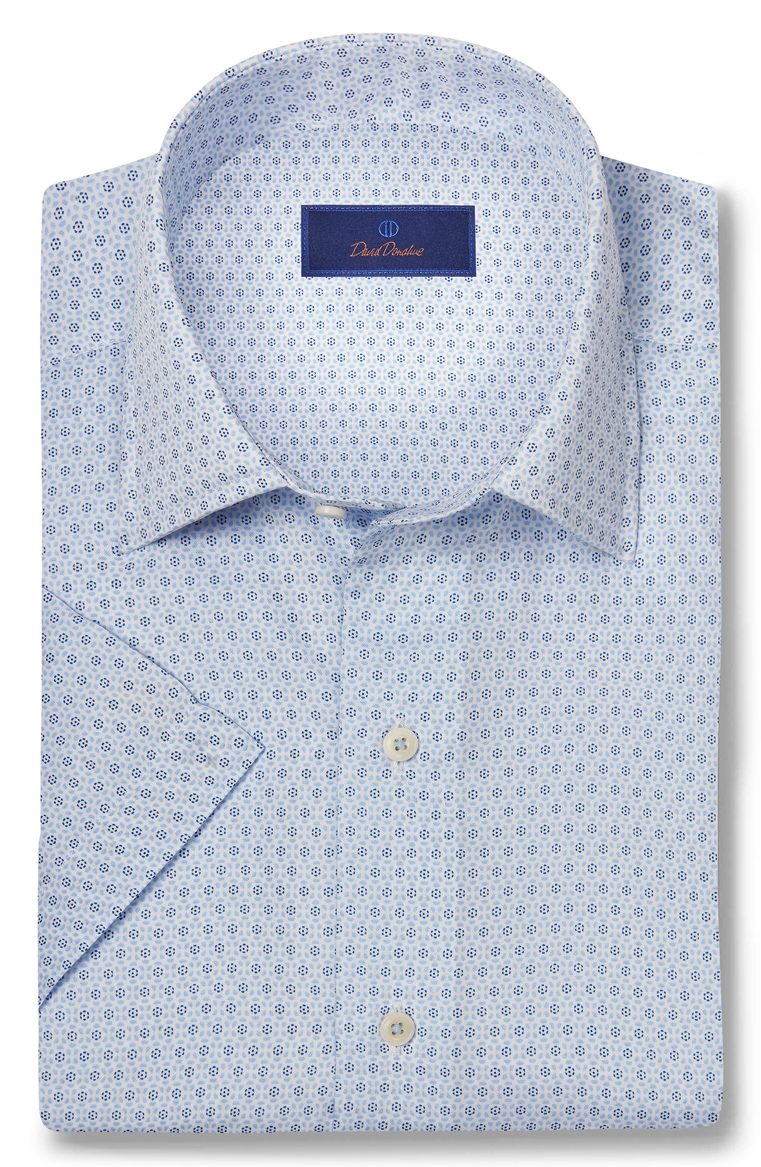David Donahue Floral Print Short Sleeve Sport Shirt