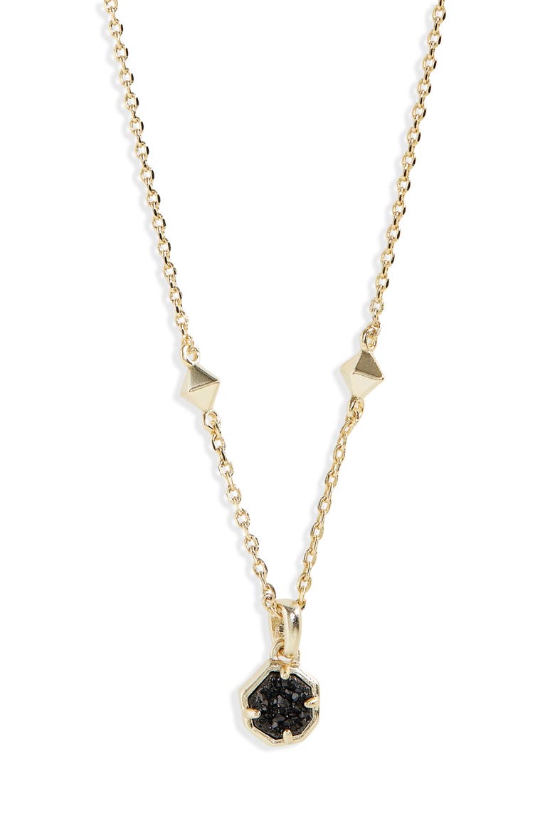 Nola Short Pendant Necklace, Main, color, BLACK DRUSY