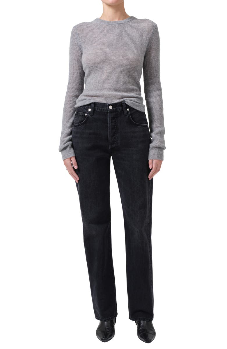 Citizens of Humanity Alessia Wool & Cashmere Blend Rib Top, Alternate, color, Dark Heather Grey