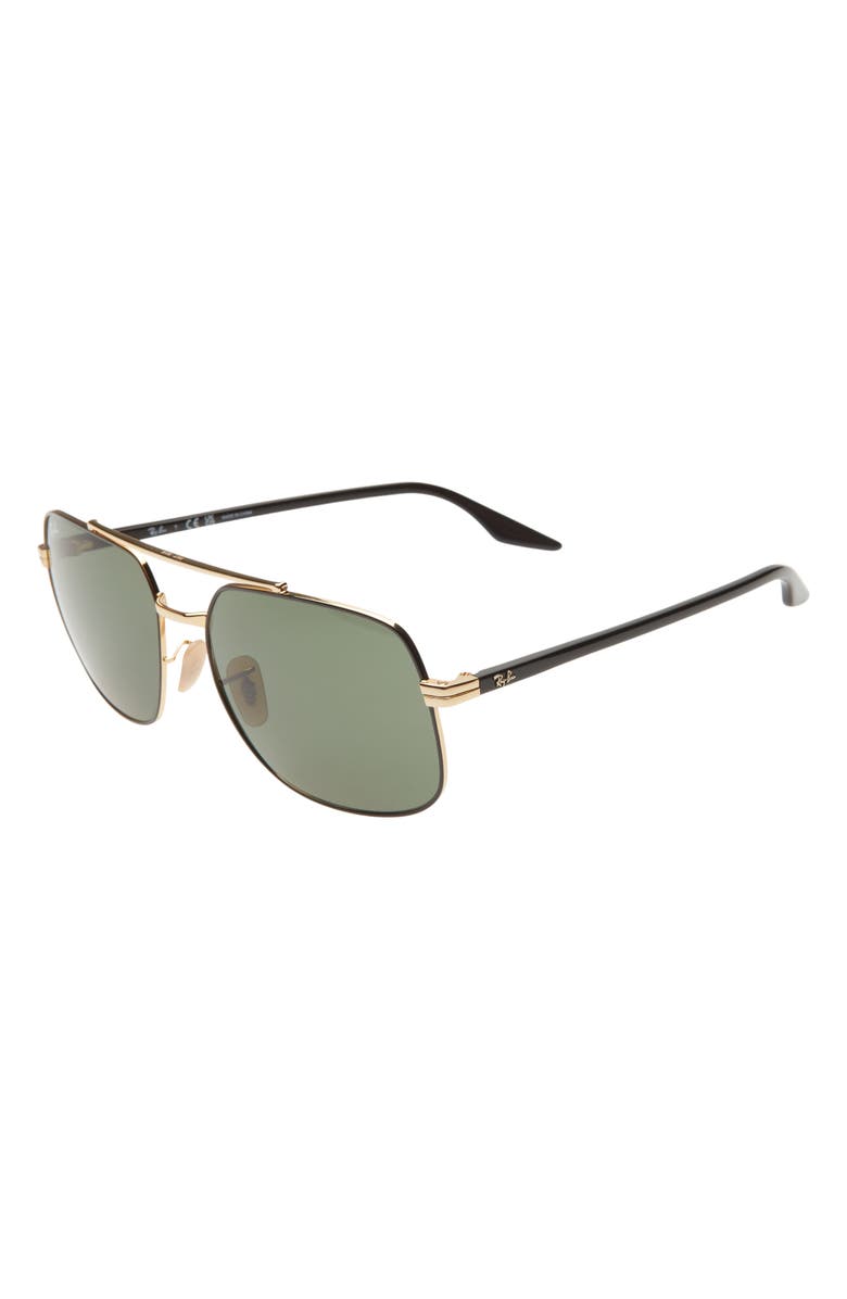 Ray-Ban 59mm Polarized Aviator Sunglasses, Alternate, color, Black