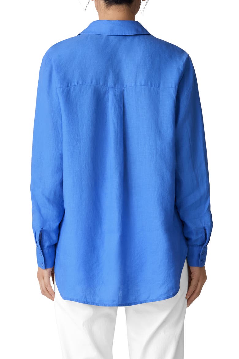 Classic Collar Organic Linen Long Button-Up Shirt, Alternate, color, ULTMA