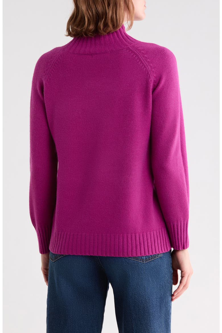 Cable Mock Neck Sweater, Alternate, color, RASPBERRY